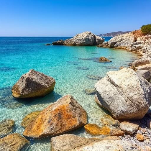 Spiaggia della Sardegna con acqua cristallina e rocce granitiche