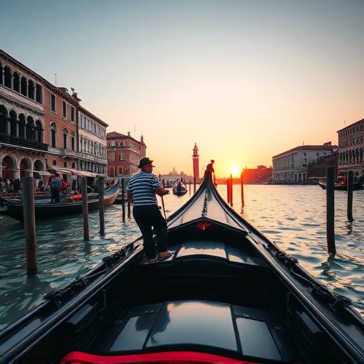 Tour in gondola a Venezia al tramonto con un gondoliere che canta una serenata