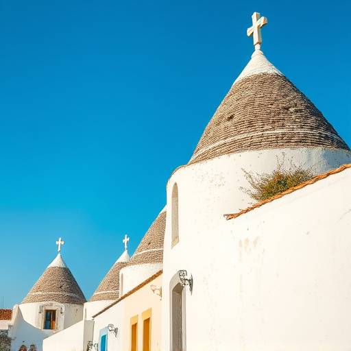 Trulli di Alberobello con cielo azzurro